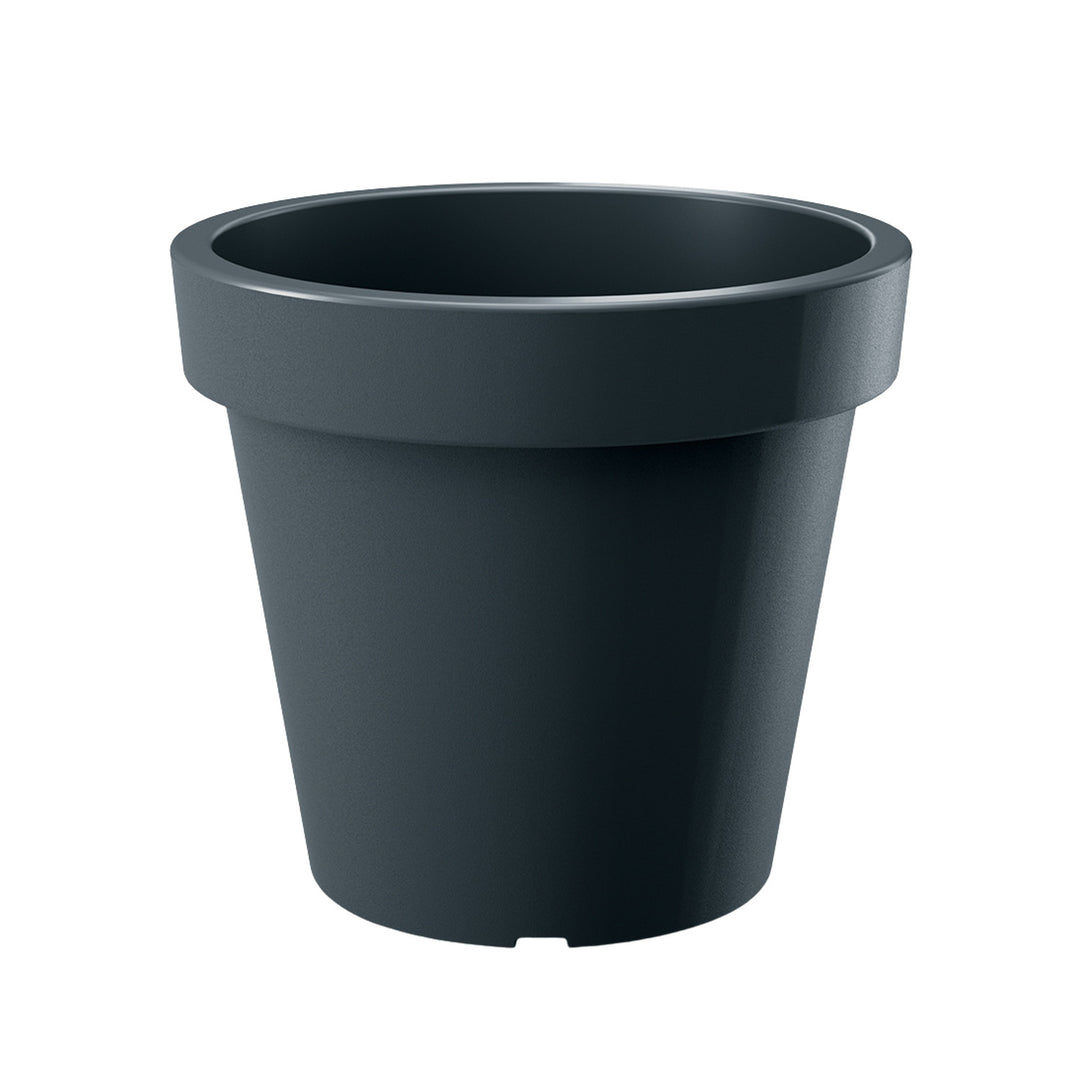 Donica Ethick Lexo Round, średnica 80 cm, wysokość 75 cm, matowe wykończenie, odporna na warunki atmosferyczne, otwór drenażowy, kolor antracytowy, DLR800-S433