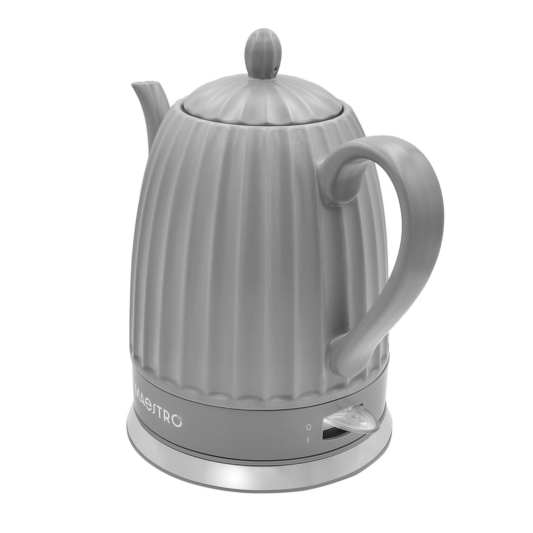 Ceramiczny czajnik elektryczny Maestro, kolor szary, moc 1500W, pojemność 1,5L, obrotowa podstawka, wskaźnik poziomu wody, przewód zasilający 65cm, MR-077