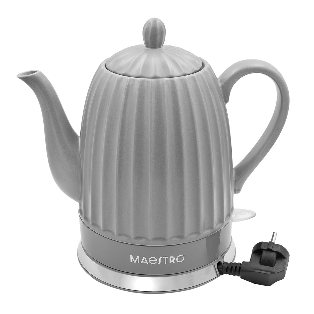 Ceramiczny czajnik elektryczny Maestro, kolor szary, moc 1500W, pojemność 1,5L, obrotowa podstawka, wskaźnik poziomu wody, przewód zasilający 65cm, MR-077