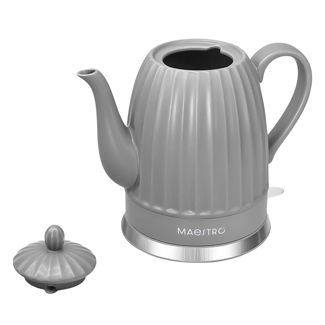 Ceramiczny czajnik elektryczny Maestro, kolor szary, moc 1500W, pojemność 1,5L, obrotowa podstawka, wskaźnik poziomu wody, przewód zasilający 65cm, MR-077
