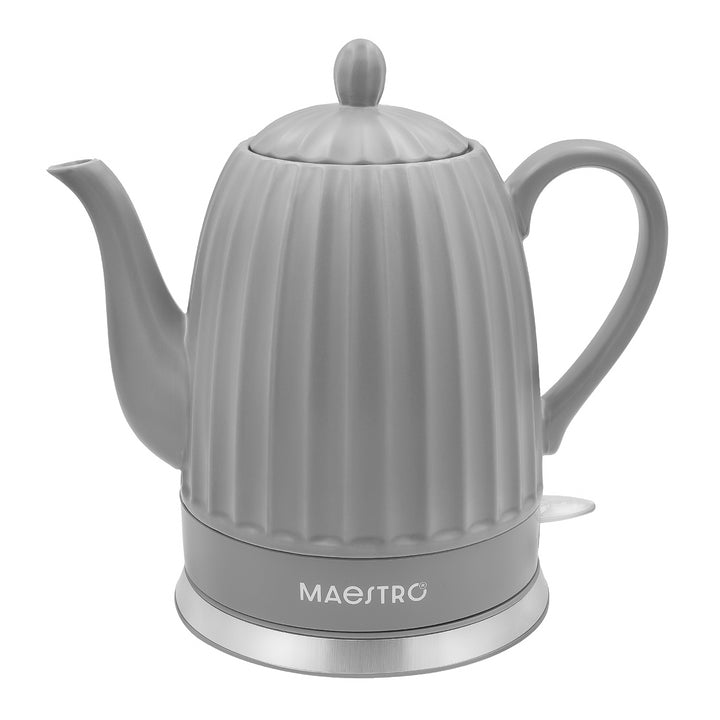 Ceramiczny czajnik elektryczny Maestro, kolor szary, moc 1500W, pojemność 1,5L, obrotowa podstawka, wskaźnik poziomu wody, przewód zasilający 65cm, MR-077