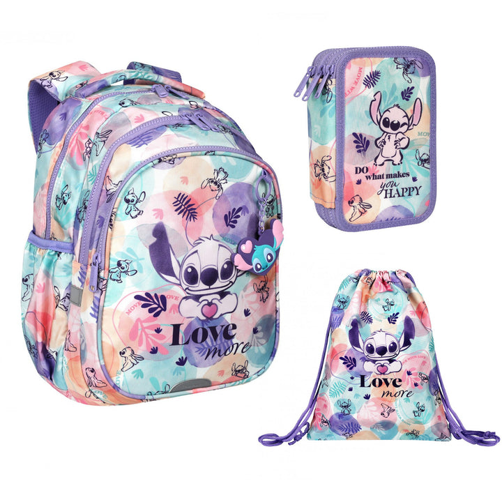 Zestaw szkolny Stitch Coolpack, Plecak 2-komorowy Jerry (15"), Piórnik Jumper 3 oraz worek sportowy na buty
