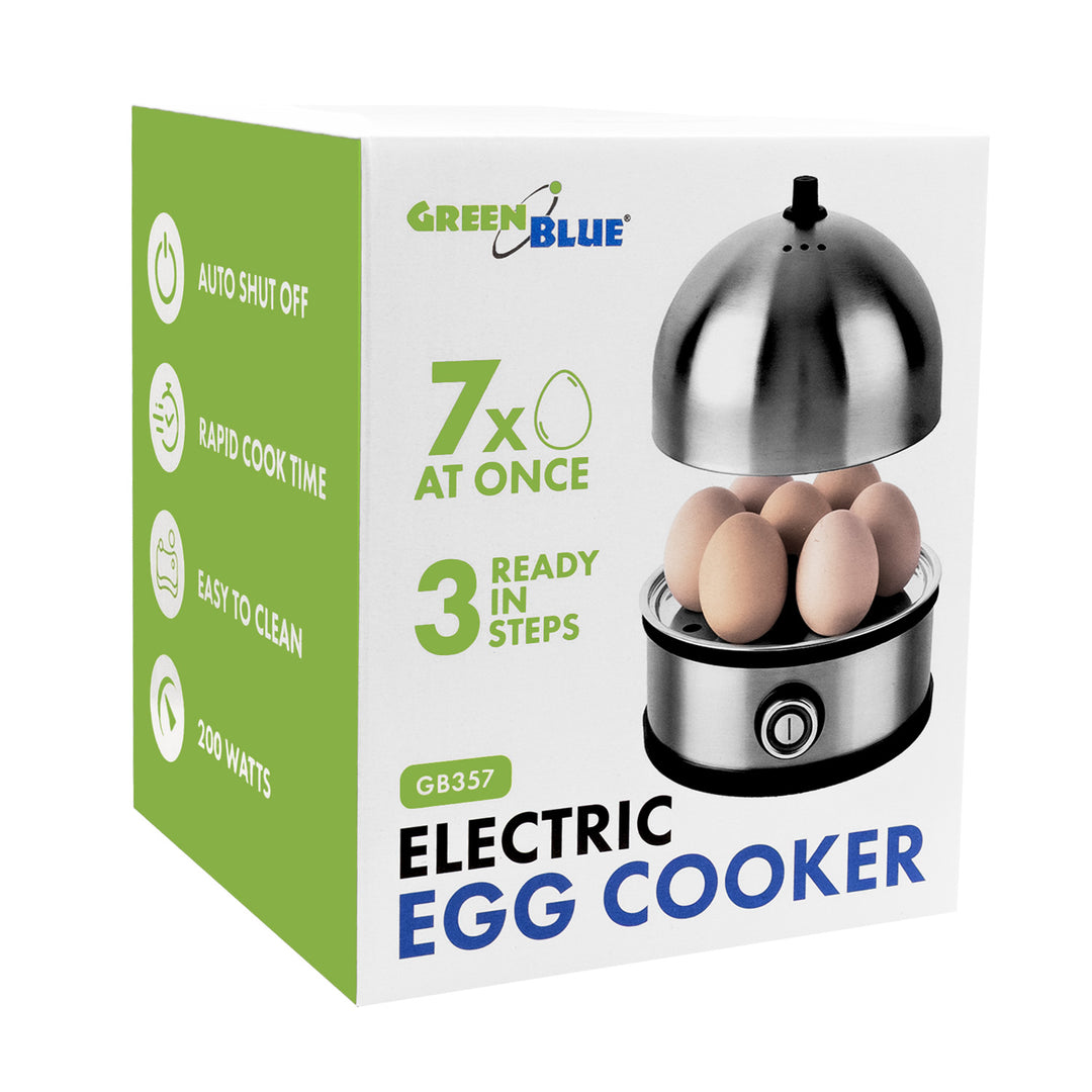 Jajowar ze stali nierdzewnej GreenBlue, moc 200W, do 7 jaj, miarka, 220-240V~, 50/60 Hz, GB357