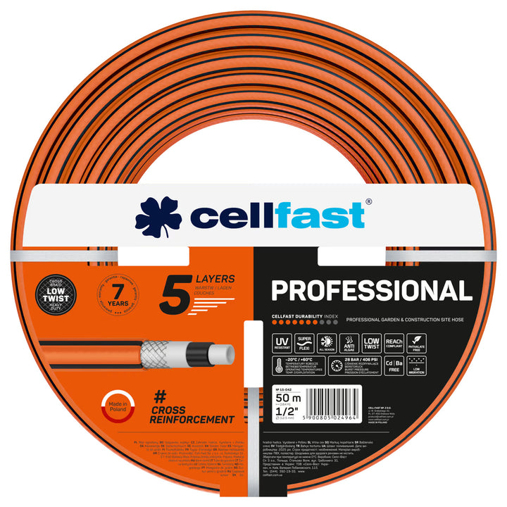 Wąż ogrodowy Cellfast Professional, średnica 1/2 cala, długość 50m, 5 warstw