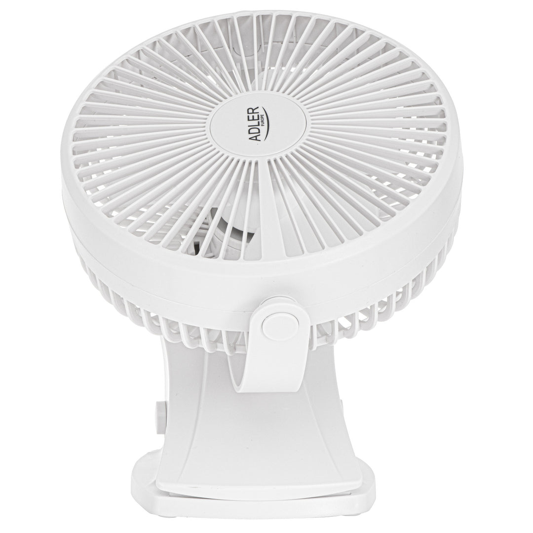 Wentylator biurkowy z klipsem, akumulatorowy, 15,5 cm, 360° obrót, USB-C, Adler