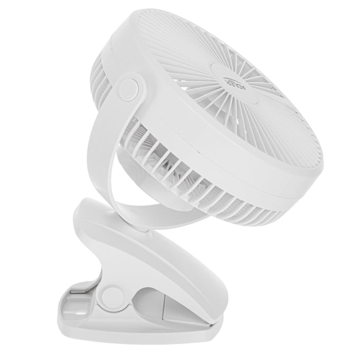 Wentylator biurkowy z klipsem, akumulatorowy, 15,5 cm, 360° obrót, USB-C, Adler