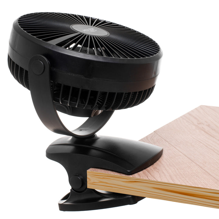 Wentylator biurkowy z klipsem, akumulatorowy, 15,5 cm, 360° obrót, USB-C, Adler