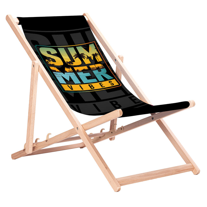 Leżak klasyczny bukowy GreenBlue GB183 wzór nadruku Summer Vibes