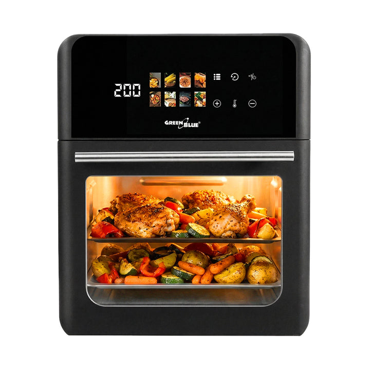 Frytkownica beztłuszczowa AIR FRYER GreenBlue, mocna 1800W, pojemność 10l, 8 programów, akcesoria, timer, GB950 + papierowe wkłady 16cm 100 sztuk