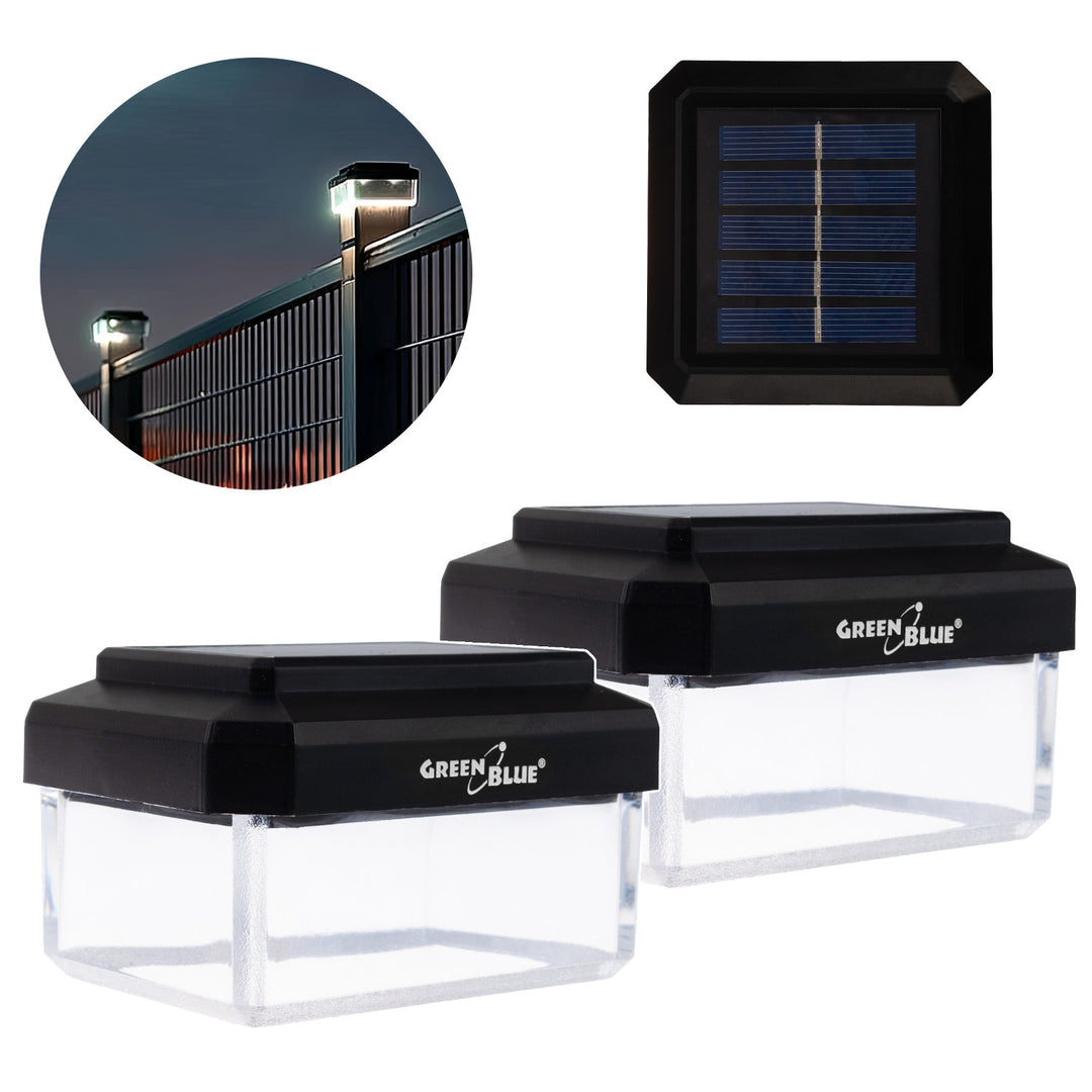 Lampa solarna LED na słupek GreenBlue, 60x40mm, daszek kopertowy, 3200K, GB125 WW, 2 sztuki