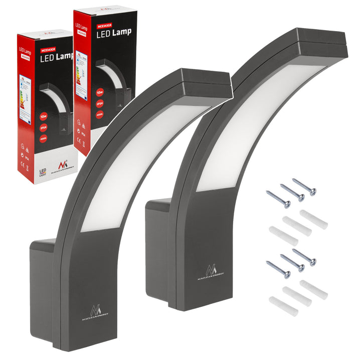 Lampa elewacyjna LED Maclean, 800lm, 10W, kolor światła naturalny biały (4000K), kolor szary, MCE343 GR, 2 sztuki
