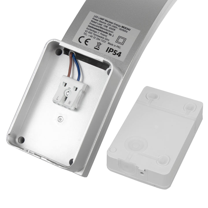 Lampa elewacyjna LED Maclean, 800lm, IP54, 10W, barwa naturalna biała (4000K), kolor srebrny, MCE343 SV, 2 sztuki