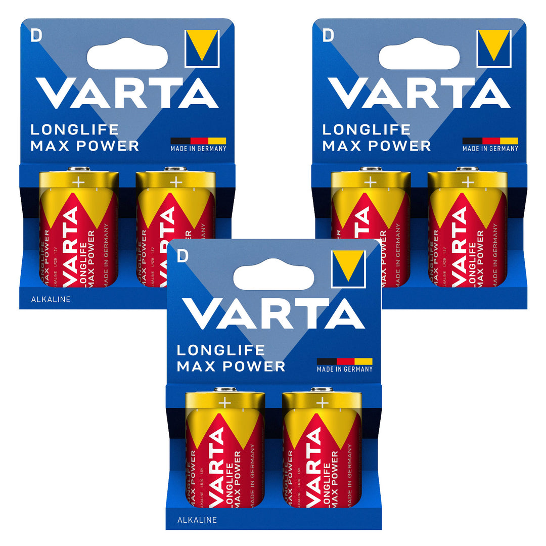 6x bateria R-20 R20 D 1,5V alkaliczna Varta Longlife Max Power