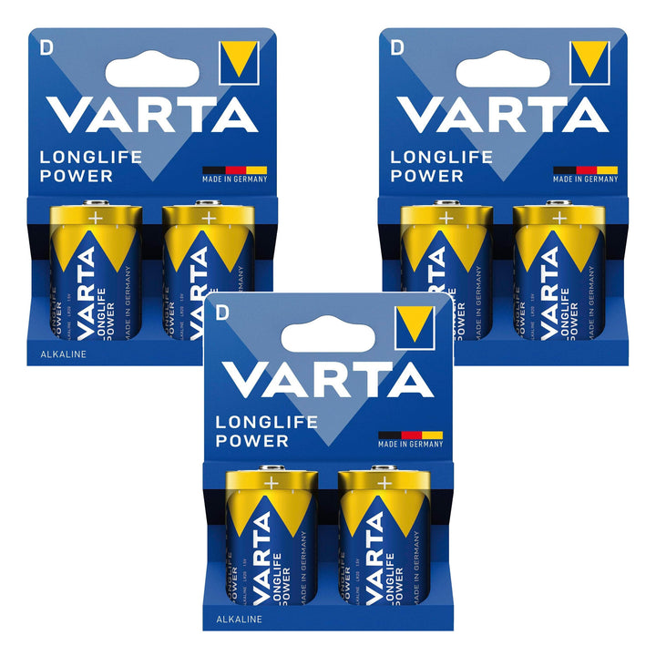 6x bateria R-20 R20 D 1,5V alkaiczne Longlife Power Varta
