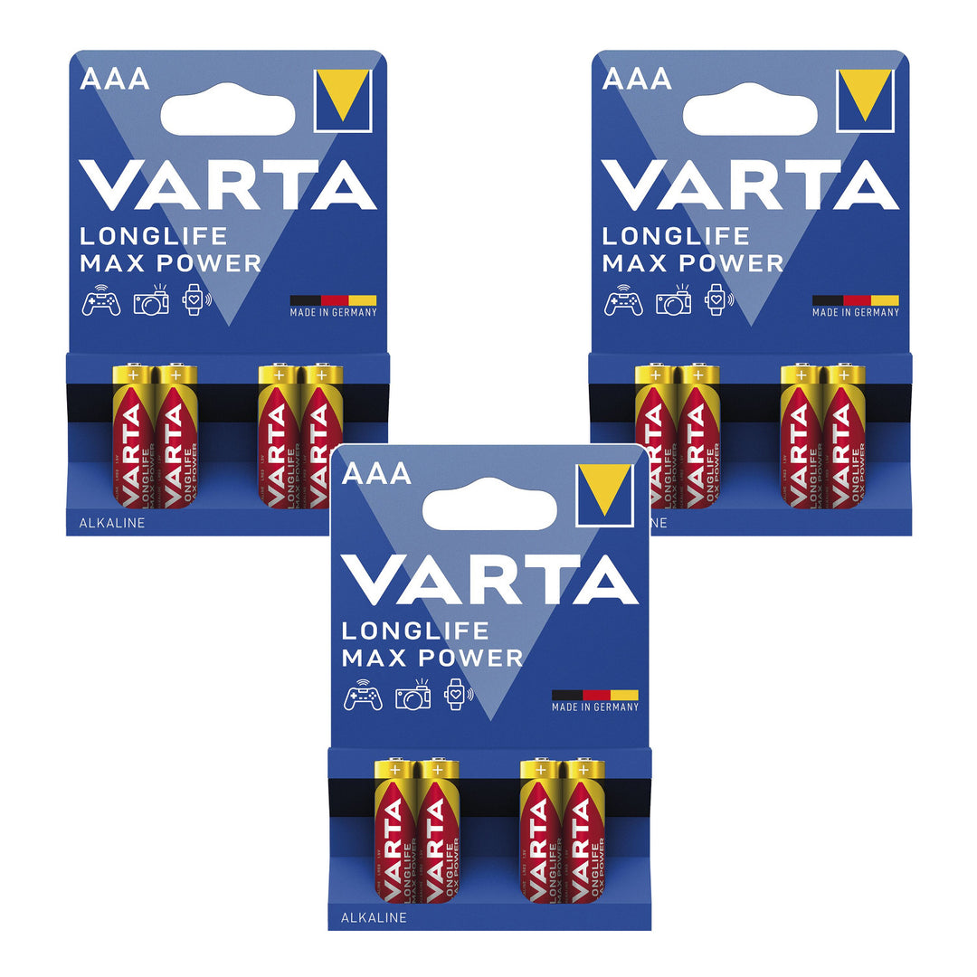 12x bateria R-03 R03 AAA 1,5V alkaliczne Varta Longlife Max Power
