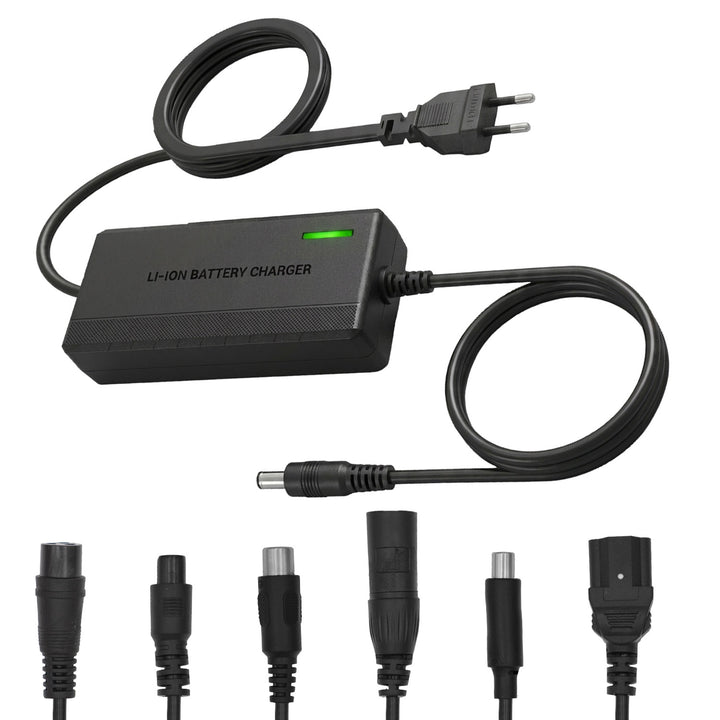 Uniwersalna ładowarka / Zasilacz Maclean Energy, do hulajnóg, 54,6V DC, 2A, Max 110W, Fast Charging, 6 wtyczek, MCE665