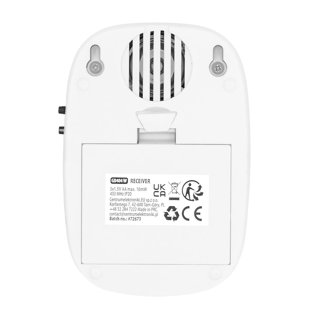Dzwonek bezprzewodowy GreenBlue, 38 melodii, 90dB, biały, zasięg do 200m, GB404 W