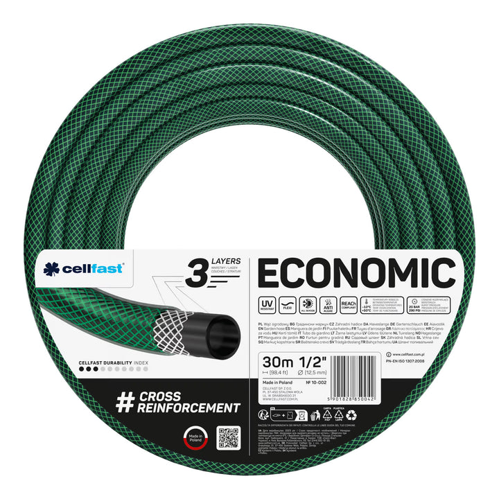 Wózek na wąż Cellfast Aluplus 1/2" 60m + wąż ogrodowy Cellfast Economic 1/2" 30m