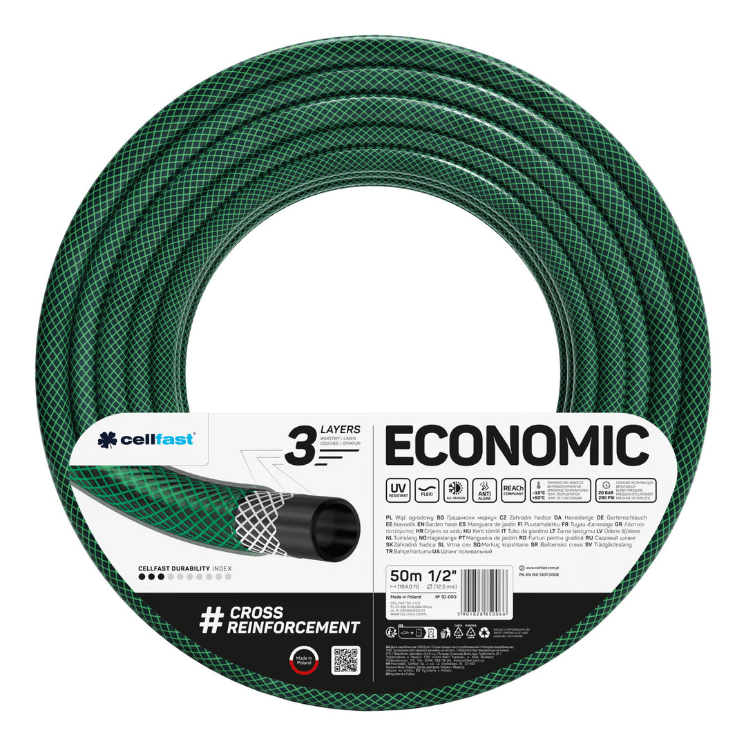 Wózek na wąż Cellfast Aluplus 1/2" 60m + wąż ogrodowy Cellfast Economic 1/2" 50m