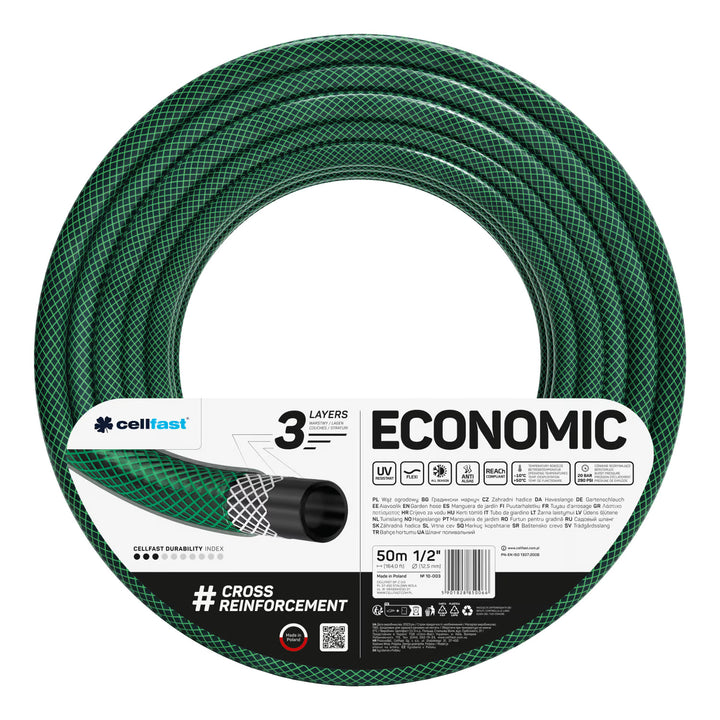 Wózek na wąż Cellfast Aluplus 1/2" 60m + wąż ogrodowy Cellfast Economic 1/2" 50m