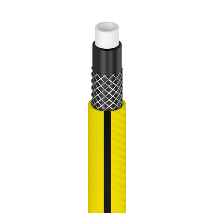 Wózek na wąż Cellfast Aluplus 1/2" 60m + wąż ogrodowy Cellfast 4YELLOW 1/2" 50m+ zestaw ze zraszaczem prostym Cellfast Basic 1/2"
