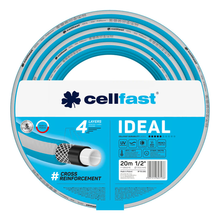 Wózek na wąż Cellfast Aluplus 1/2" 60m + Wąż ogrodowy Cellfast IDEAL 1/2" 20m+ Zestaw ze zraszaczem prostym Cellfast Basic 1/2"