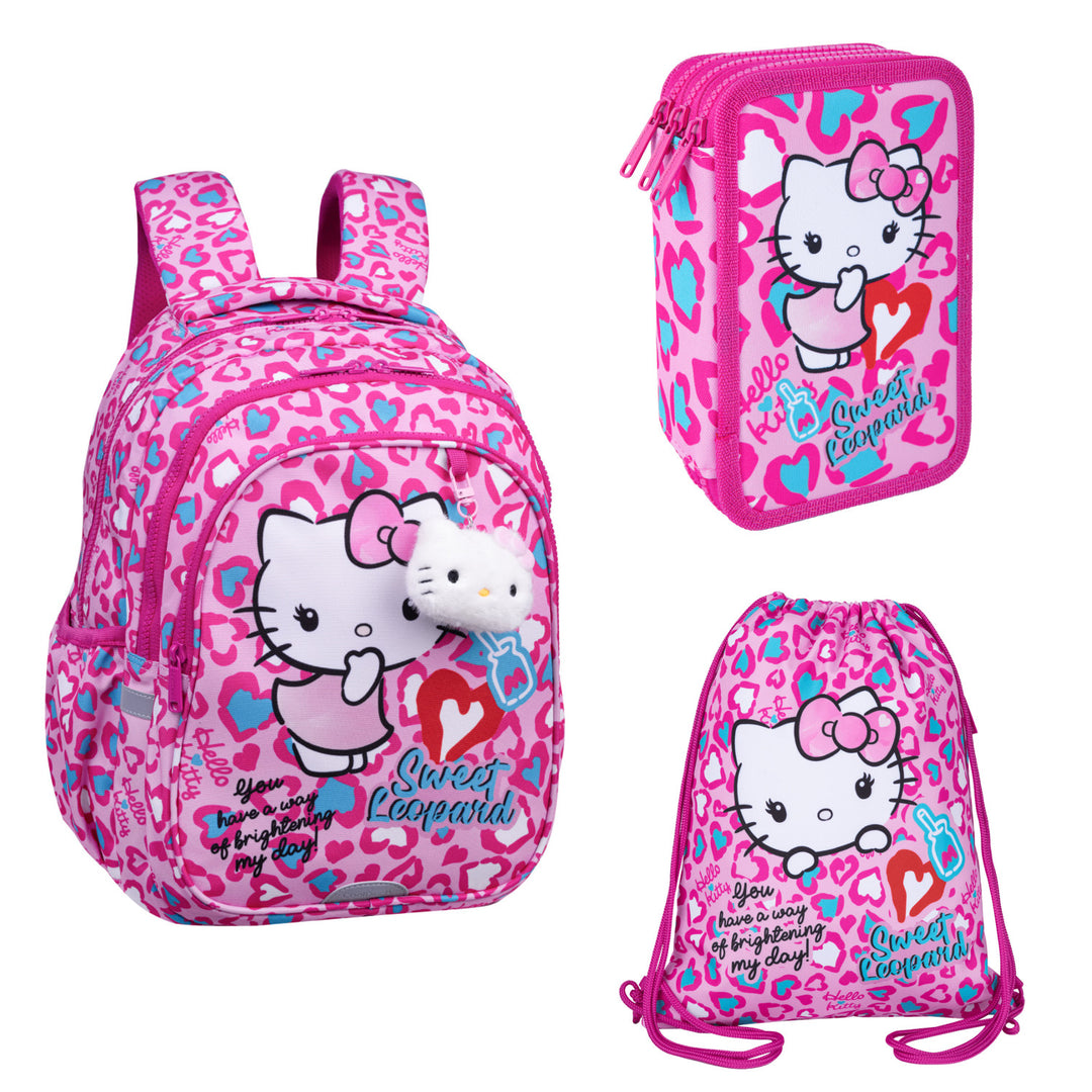 Zestaw szkolny Hello Kitty Coolpack, plecak 3-komorowy Jerry (15"), piórnik Jumper 3 z wyposażeniem oraz worek sportowy na buty