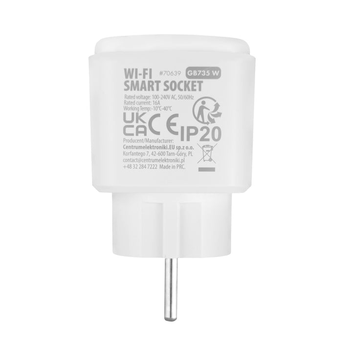 Zdalnie sterowane gniazdko WiFi GreenBlue, Android/iOS/Alexa/Google Home, timer, watomierz, max 16A/3840W, GB735 W, 2 sztuki