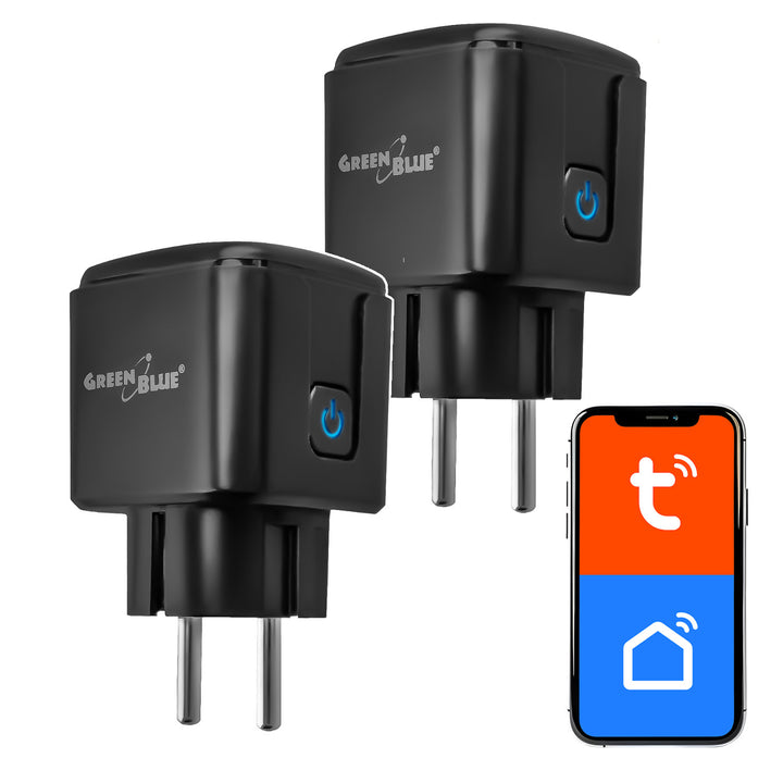 Zdalnie sterowane gniazdko WiFi GreenBlue, Android/iOS/Alexa/Google Home, timer, watomierz, max 16A/3840W, GB735 B, 2 sztuki