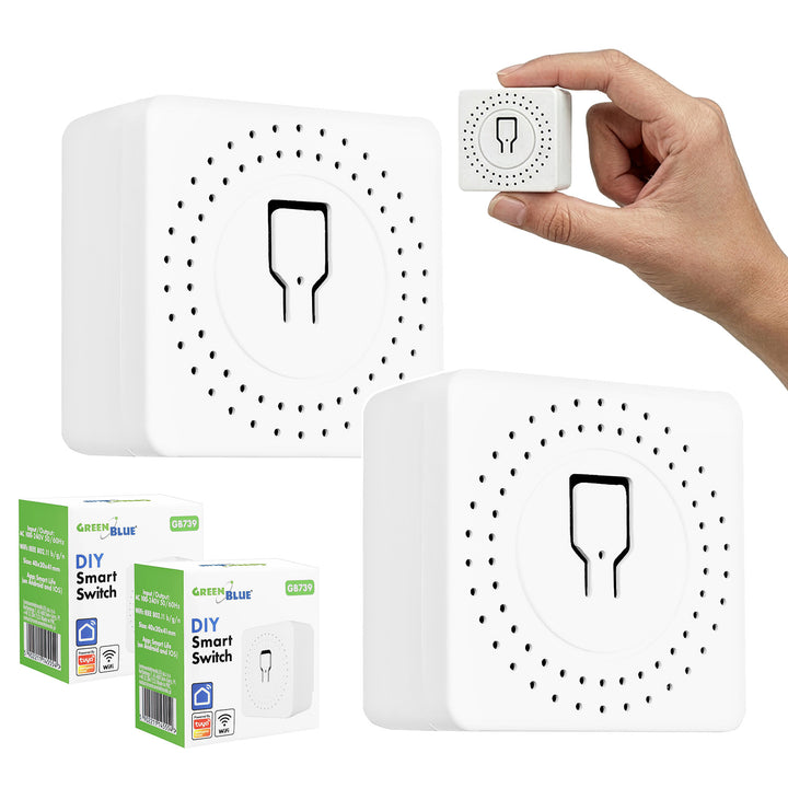 Przekaźnik WiFi dopuszkowy GreenBlue, Android/iOS/Alexa/Google Home,100-240V AC, 50/60Hz, max.16A, dla LED 150W, GB739, 2 sztuki
