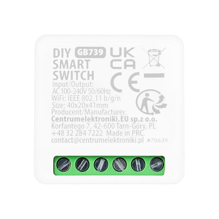 Przekaźnik WiFi dopuszkowy GreenBlue, Android/iOS/Alexa/Google Home,100-240V AC, 50/60Hz, max.16A, dla LED 150W, GB739, 4 sztuki