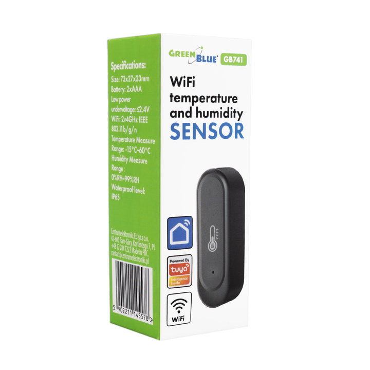 Zewnętrzny czujnik termperatury i wilgotności WiFi GreenBlue, Android/iOS, 3.0V DC, LR03x2, IP65, GB741, 2 sztuki