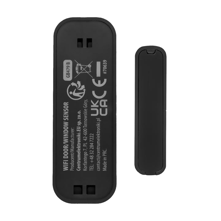 Bezprzewodowy kontraktron / czujnik otwarcia WiFi GreenBlue, Android/iOS, do drzwi / okien, 3.0V DC, LR03x2, GB479 B, 2 komplety