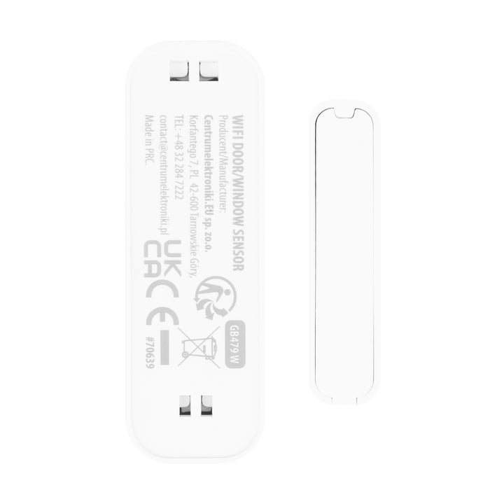 Bezprzewodowy kontraktron / czujnik otwarcia WiFi GreenBlue, Android/iOS, do drzwi / okien, 3.0V DC, LR03x2, GB479 W, 2 komplety