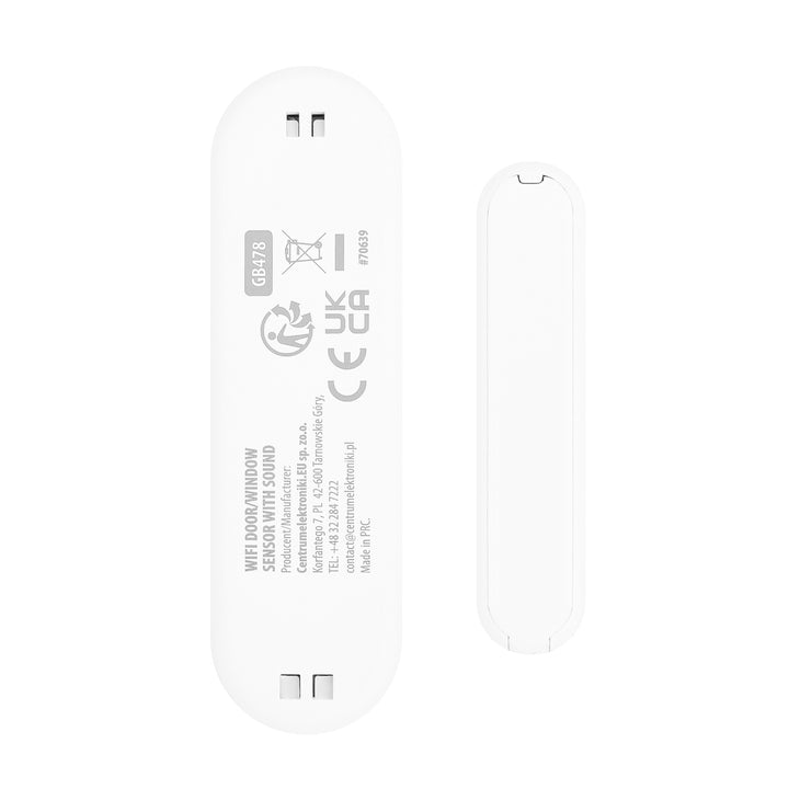 Bezprzewodowy kontraktron / czujnik otwarcia WiFi GreenBlue, Android/iOS, do drzwi / okien, 3.0V DC, LR03x2, z alarmem, GB478, 2 komplety