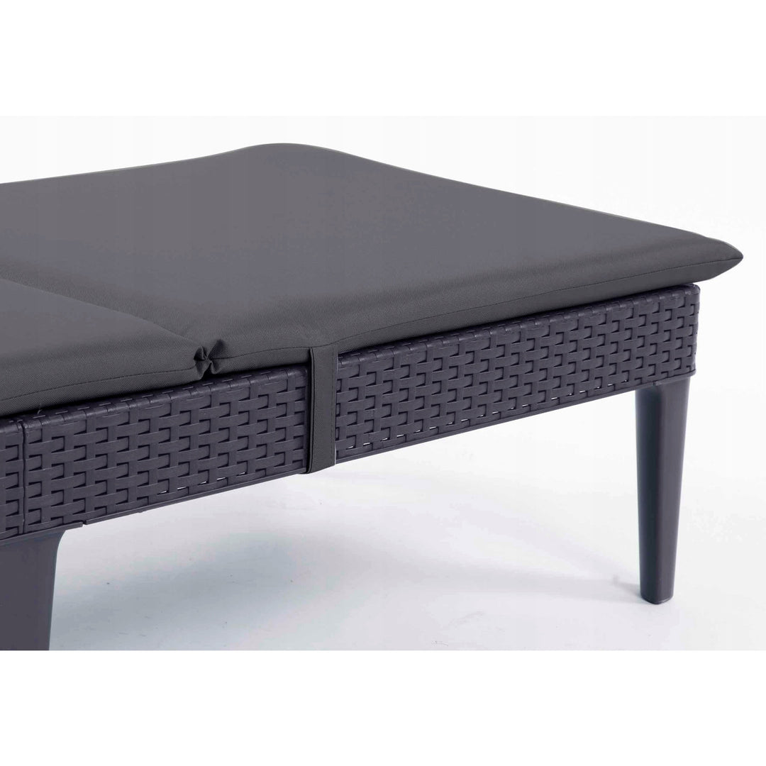 Poduszka na leżak Jaipur, kolor ciemnoszary, tkanina S-500, rozmiar 190x60 cm, dwa systemy mocowania, wodoodporna, możliwość prania w całości, S-49, 3 sztuki