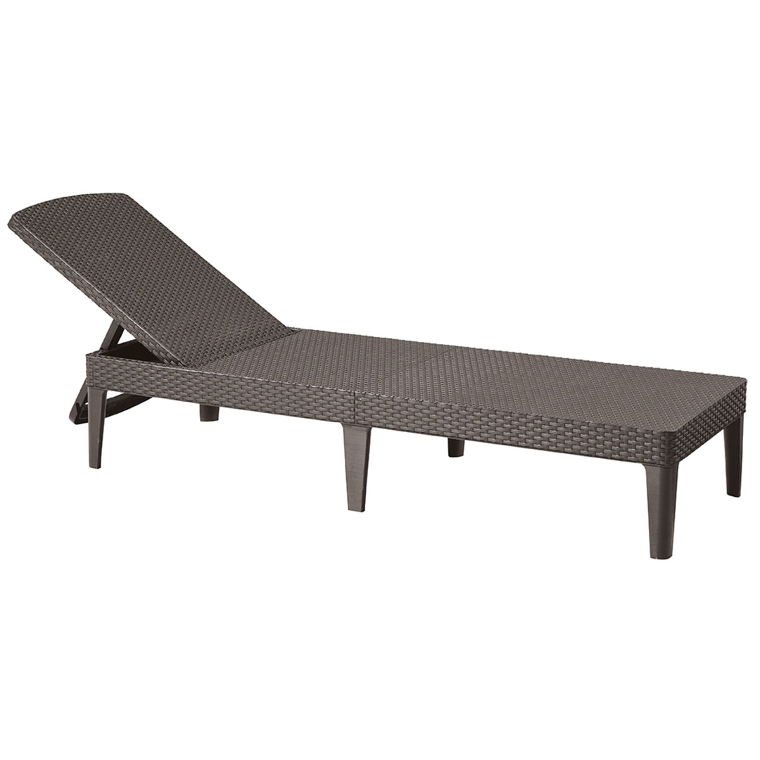 Leżak ogrodowy regulowany Jaipur Sun Lounger brązowy + poduszka na leżak Jaipur, kolor beżowy, tkanina S-550 Melange, rozmiar 190x60 cm