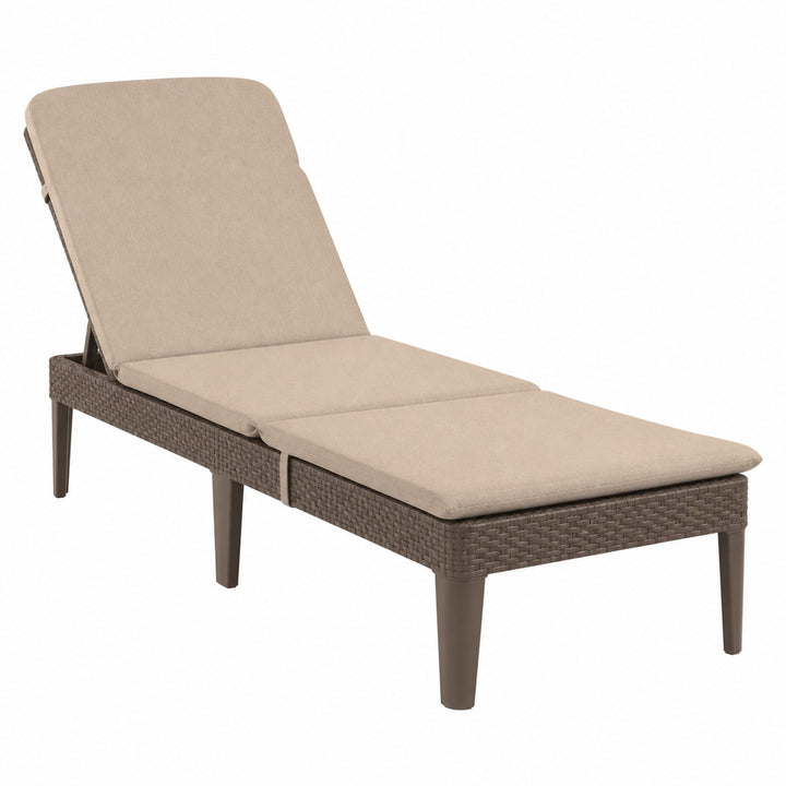 Leżak ogrodowy regulowany Jaipur Sun Lounger brązowy + poduszka na leżak Jaipur, kolor beżowy, tkanina S-550 Melange, rozmiar 190x60 cm