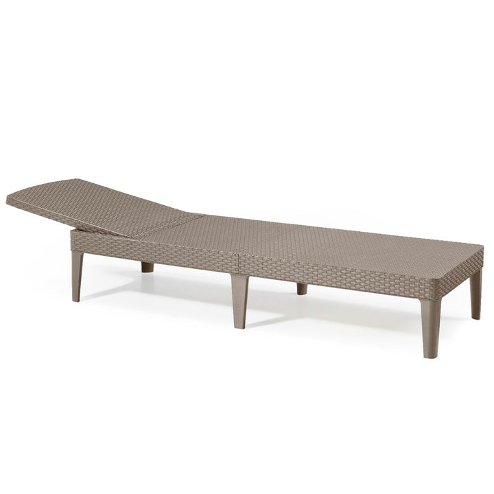 Leżak ogrodowy regulowany Jaipur Sun Lounger cappuccino + poduszka na leżak Jaipur, kolor ciemnoszary, tkanina S-500, rozmiar 190x60 cm