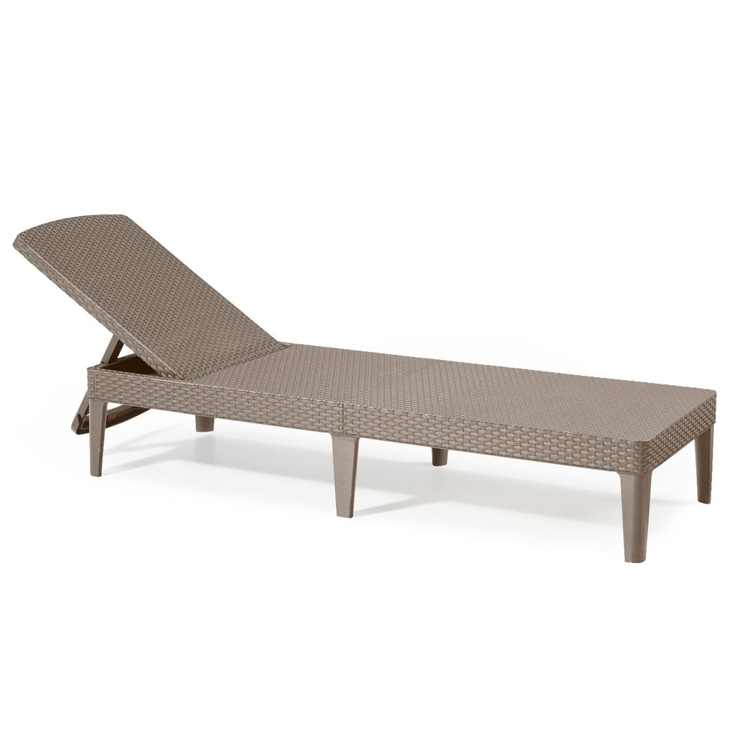 Leżak ogrodowy regulowany Jaipur Sun Lounger cappuccino + poduszka na leżak Jaipur, kolor ciemnoszary, tkanina S-500, rozmiar 190x60 cm