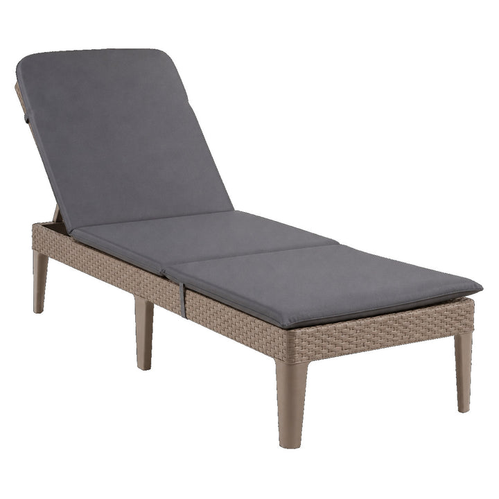 Leżak ogrodowy regulowany Jaipur Sun Lounger cappuccino + poduszka na leżak Jaipur, kolor ciemnoszary, tkanina S-500, rozmiar 190x60 cm
