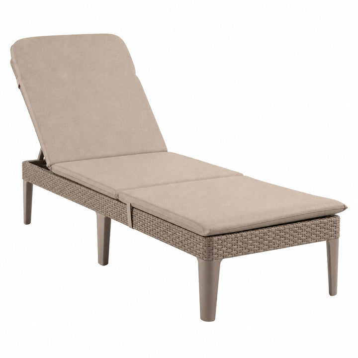 Leżak ogrodowy regulowany Jaipur Sun Lounger cappuccino + poduszka na leżak Jaipur, kolor beżowy, tkanina S-550 Melange, rozmiar 190x60 cm