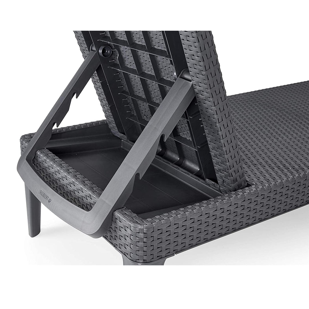 Leżak ogrodowy regulowany Jaipur Sun Lounger grafitowy + poduszka na leżak Jaipur, kolor ciemnoszary, tkanina S-500, Rozmiar 190x60 cm