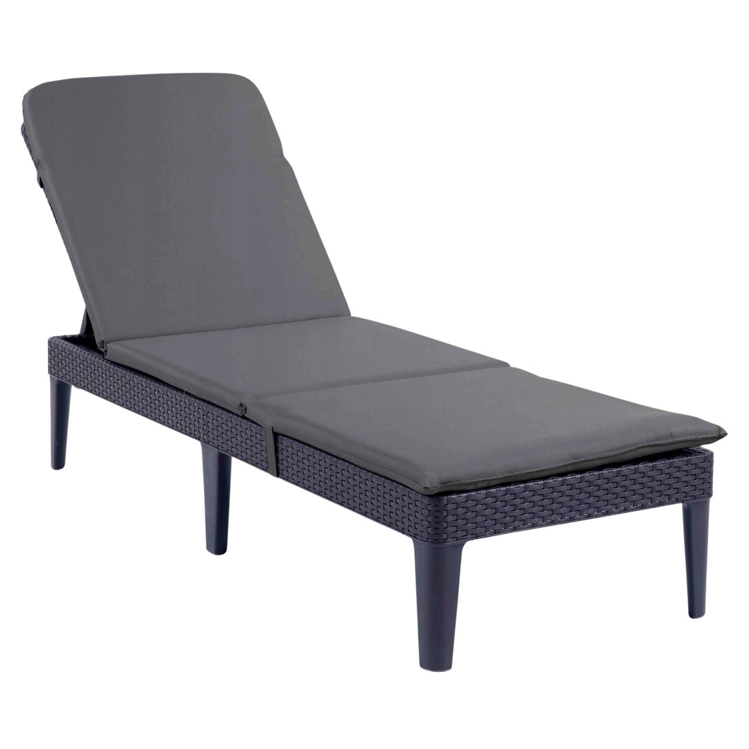 Leżak ogrodowy regulowany Jaipur Sun Lounger grafitowy + poduszka na leżak Jaipur, kolor ciemnoszary, tkanina S-500, Rozmiar 190x60 cm