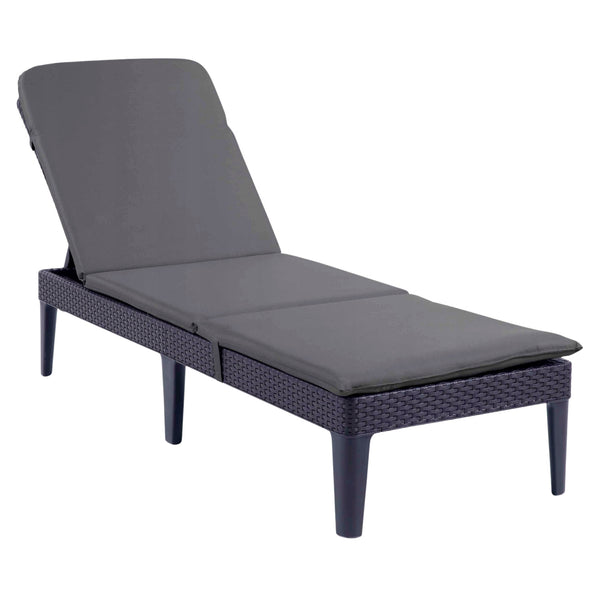 Leżak ogrodowy regulowany Jaipur Sun Lounger grafitowy + poduszka na leżak Jaipur, kolor ciemnoszary, tkanina S-500, Rozmiar 190x60 cm