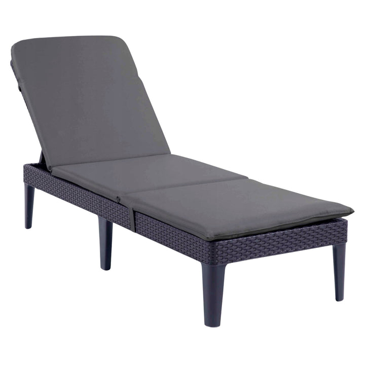Leżak ogrodowy regulowany Jaipur Sun Lounger grafitowy + poduszka na leżak Jaipur, kolor ciemnoszary, tkanina S-500, Rozmiar 190x60 cm