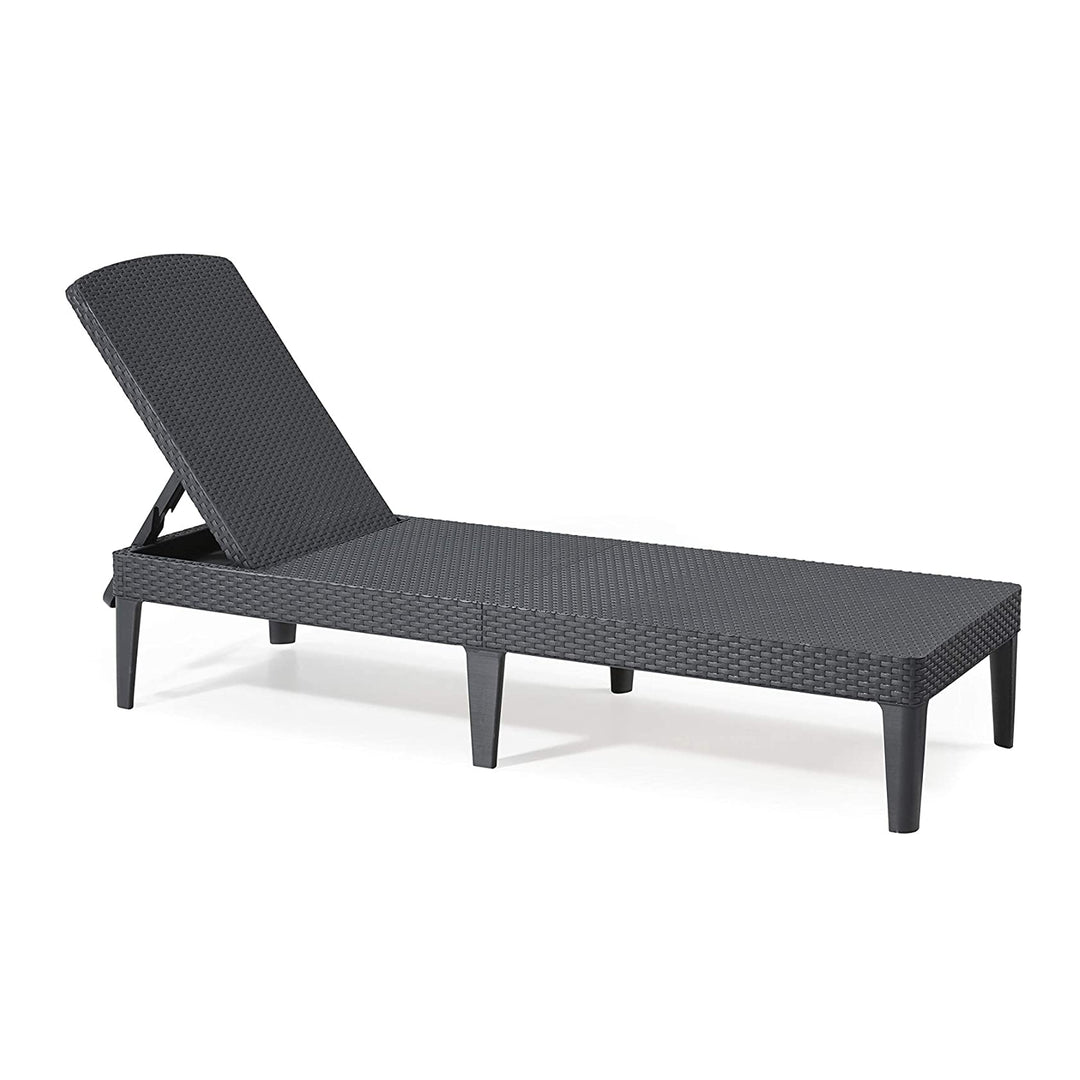 Leżak ogrodowy regulowany Jaipur Sun Lounger grafitowy + poduszka na leżak Jaipur, kolor beżowy, tkanina S-550 Melange, rozmiar 190x60 cm