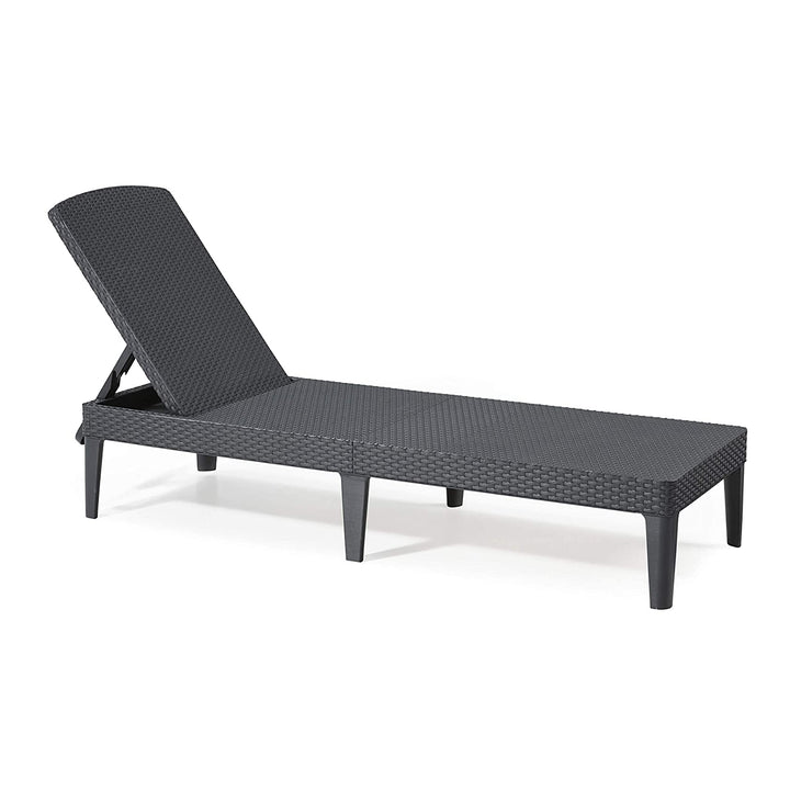 Leżak ogrodowy regulowany Jaipur Sun Lounger grafitowy + poduszka na leżak Jaipur, kolor beżowy, tkanina S-550 Melange, rozmiar 190x60 cm