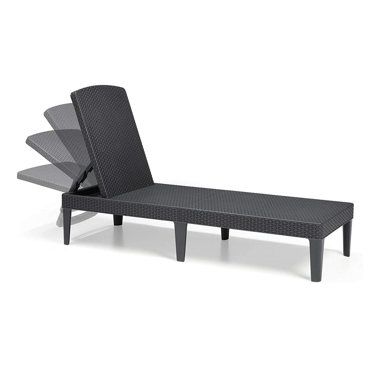 Leżak ogrodowy regulowany Jaipur Sun Lounger grafitowy + poduszka na leżak Jaipur, kolor beżowy, tkanina S-550 Melange, rozmiar 190x60 cm