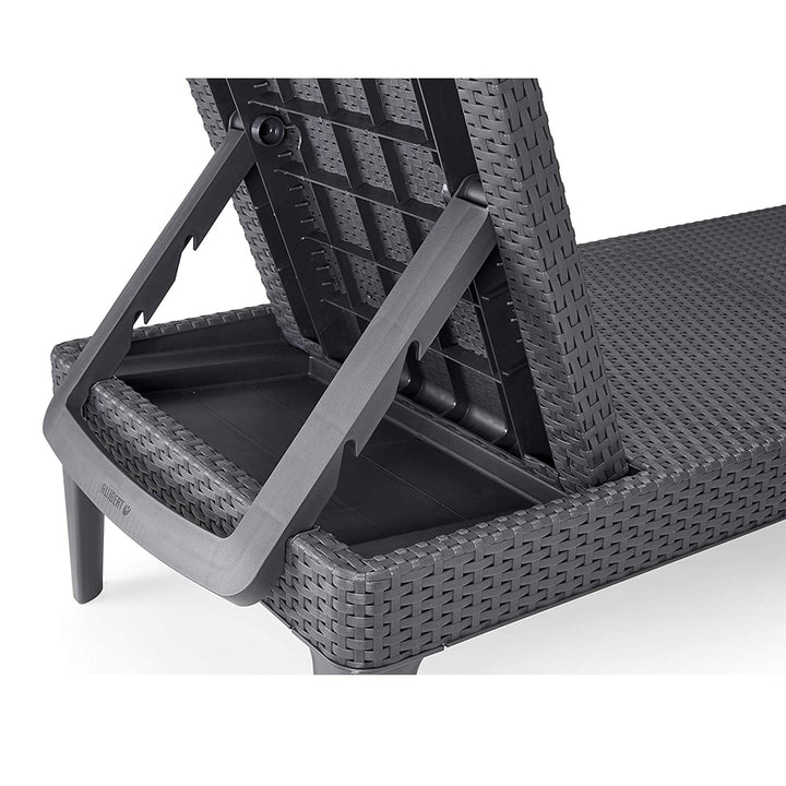 Leżak ogrodowy regulowany Jaipur Sun Lounger grafitowy + poduszka na leżak Jaipur, kolor beżowy, tkanina S-550 Melange, rozmiar 190x60 cm